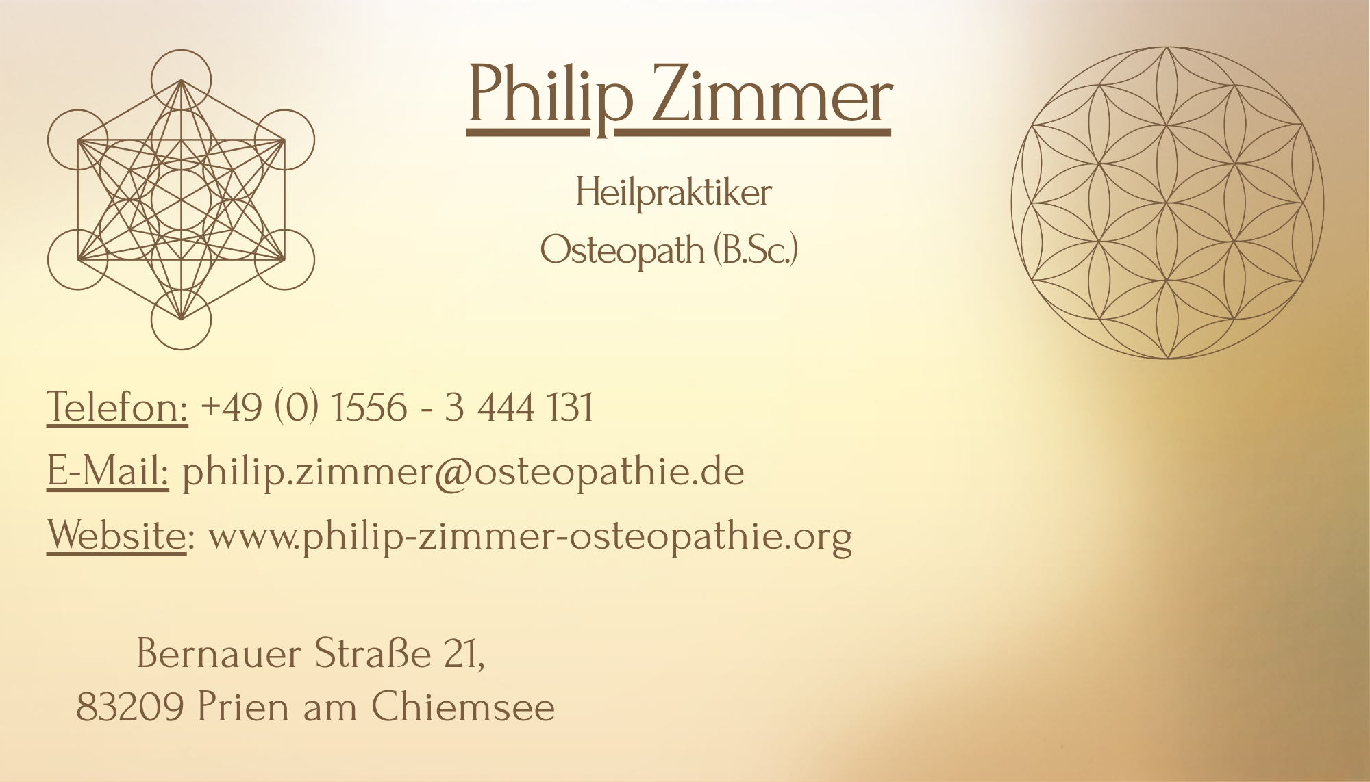 Visitenkarte Rückseite — Kontaktdaten